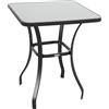 Outsunny Tavolino da Giardino in Metallo Nero, Piano in Vetro Temperato, Design Elegante, 68.5x68.5x84cm - Perfetto per Esterni|Aosom