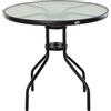 Outsunny Tavolino da Giardino Elegante, Piano in Vetro Temperato, Foro per Ombrellone, Acciaio, Ф80x72cm, Nero.|Aosom