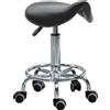 HOMCOM Sgabello Regolabile in Altezza con 5 Ruote e Seduta Ergonomica Imbottita in Gommapiuma, 36.2x37.5x51-66 cm, Nero|Aosom