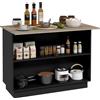 HOMCOM Isola per Cucina con 2 Ripiani Aperti e 2 Armadietti, in MDF, 105x60x82 cm, color Rovere e Nero|Aosom