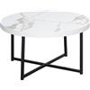HOMCOM Tavolino da Caffè Rotondo con Piano Effetto Marmo in MDF e Gambe in Metallo, Φ80x45 cm, Bianco|Aosom