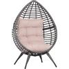 Outsunny Poltrona da Esterno in Rattan con Cuscino Grigio e Beige Forma a Goccia 101x89x156cm|Aosom
