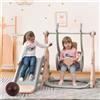 GL Store Scivolo per bambini 4-in-1 con altalena, canestro da basket e scala da arrampicata, scivolo da giardino per interni ed esterni, 140×118×102 cm, Rosa