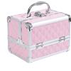 HOMCOM Valigetta Porta Trucchi con Profili in Alluminio, Maniglia e Vassoio Cantilever, 20x15x15cm, Rosa|Aosom