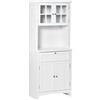 HOMCOM Mobile Cucina Dispensa per Cucina e Sala da Pranzo con 2 Armadietti, Ripiani Regolabili e Piano d'Appoggio, in MDF, 68.6x40x164 cm, Bianco