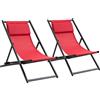 Outsunny Set 2 Sedie Poltrona Sdraio da Esterni, Pieghevoli e Reclinabili, in Alluminio, Rosso, 96.5 x 58 x 91.5cm|Aosom