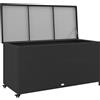 Outsunny Baule da Giardino in Rattan PE con Ruote e Maniglia Laterale, 121x57x67cm, Nero|Aosom