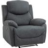 HOMCOM Poltrona Relax Manuale in Lino Grigio, Schienale Reclinabile 150° e Poggiapiedi, per Casa e Ufficio 97x96x105.5cm|Aosom