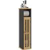 HOMCOM Mobiletto Bagno con Ripiano Aperto e Armadietto, in Bambù e MDF, 18x18x75 cm, Nero e color Legno|Aosom