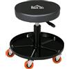 HOMCOM Sgabello da Officina con Ruote e Porta Attrezzi, Altezza Regolabile e Girevole, Ø40x25-48cm, Nero|Aosom