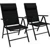 Outsunny Set 2 Sedie Pieghevoli con Schienale Reclinabile e Poggiatesta, in Alluminio e Poliestere, 54x67x108 cm, Nero|Aosom
