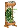 Outsunny Fioriera da Esterno a Mezza Botte in Legno di Abete Marrone con Grigliato per Rampicanti, 45x35x112 cm|Aosom