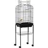 PawHut Gabbia per Uccelli con 3 Posatoi, 2 Ciotole e 2 Porte Laterali, in Acciaio, PP e Legno, 46x36x130 cm, Nera|Aosom