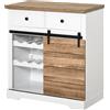 HOMCOM Credenza Multiuso Rustico con 2 Cassetti, Ripiani Aperti e Portabottiglie, per bar, accento,sala,cucina e soggiorno 80x39x86 cm| Aosom Italy