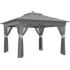 Outsunny Gazebo da Giardino ad Altezza Regolabile con Luci LED, in Acciaio e tessuto Oxford, 336x336x250-270 cm, Grigio|Aosom