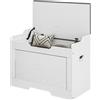 HOMCOM Panca Contenitore da 103L Multifunzione in Legno con Cuscino in Tessuto, 75x40x56cm, Bianco