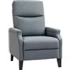 HOMCOM Poltrona Reclinabile fino a 130° con Poggiapiedi, Ideale per Persone Alte fino a 195cm, in Tessuto, Grigio|Aosom