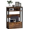 HOMCOM Tavolino da Soggiorno in Stile Industriale con 2 Ripiani, in Legno e Metallo, 46x18x58.5 cm, Marrone