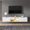 PD1 Mobile TV, supporto TV a parete, con illuminazione LED e controllo tramite app Bluetooth, 160×31×22 cm, Bianco