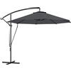 Outsunny Ombrellone da Giardino Rotondo Inclinabile e Girevole, Manovella e Protezione UPF 50+, Ø3 m, Grigio Scuro