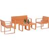 Outsunny Set da Giardino 5 Pezzi a Doghe con Divanetto, 2 Poltroncine e 2 Tavolini in Polipropilene Arancione