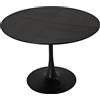 B&F Moderno tavolo da pranzo rotondo, quattro piani in patchwork, base in metallo, 120×120×75 cm, Nero