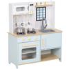 AIYAPLAY Cucina Giocattolo per Bambini con Fornelli e Armadietti, in Acciaio, Legno e PP, 72x33x85.2 cm, Blu e Bianco