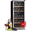 Klarstein Cantinetta Vino, Cantinetta Vino Refrigerata a Zona Doppia per Interno/Esterni, Frigo Bar, Cantina Vino con Vetrina, Mini Bar, Frigo Vino con Illuminazione LED, 5-18°C, 79 Bottiglie