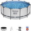 Bestway Set piscina da 366x122 cm grigio chiaro