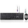 Perixx PERIDUO-117P, set di mouse per tastiera PS2 standard cablato, layout tedesco QWERTZ, set con mouse ottico PS2 a 3 tasti, cavo da 1,8 m, nero