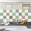 RE-COVERTILES - Adesivi Piastrelle Cucina Bagno Mattonelle adesive in PVC Impermeabili Antigraffio Stickers Decorazione Parete Cementine Peel and Stick - Modello 24 Pz 10x10 cm PS00102 Made in Italy