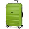 ITACA - Valigia 23Kg da stiva capiente Valigia rigida XL con ruote silenziose Trolley Grande Rigido leggero ideale per viaggi lunghi con Lucchetto a combinazione, Pistacchio
