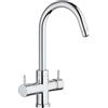 SCHOCK | Miscelatore Aquapura 4 Vie Cromato, Doppio Comando per Acqua Filtrata Naturale e/o Frizzante Fredda, h362mm