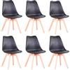 GrandCA HOME Set di 6 sedie scandinave, design scandinavo, gambe in legno massiccio, ergonomiche, per sala da pranzo, soggiorno, cucina e camera da letto (nero, 6)