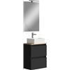 Baikal Maia, Melammina 16 mm Ceramica Specchio Mobili da Bagno con lavabo, Nero, 50 X 60 X 30