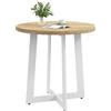 HOMCOM Tavolo da pranzo rotondo per 4 persone Tavolo da cucina dal design moderno con piano effetto legno e base in acciaio reticolato naturale