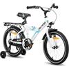 HILAND Bicicletta per bambini 18 pollici, StVZO, per bambini a partire da 4,5,6 anni, con seggiolino posteriore/carrello, ruote stabilizzatrici, freno a mano e freno a contropedale, colore bianco