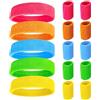 YAKLEE Set Polsini Fasce per il Sudore Anni '80 '90 per Donne Uomo 15Pcs Colore Fascia e Braccialetto Kit Neon Retro Party per Sport Feste Polsino Tennis per Discoteca Costumi Decorazione Palestra Yoga