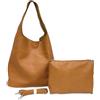 ANGELO Borsa a Spalla da Donna in Pelle PU, Borsa a Sacca 2in1 con Pochette e Tracolla Rimovibile, Hobo Tote Elegante Grande Capienza, per Lavoro, Ufficio, Università, Viaggio (Marrone)