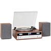 AUNA Birmingham - Impianto Stereo HiFi, Internet/Sintonizzatore Radio DAB+/FM, Bluetooth, Giradischi, Trasmissione a Cinghia 33 e 45 giri/min, Lettore CD, USB, AUX, 2 Altoparlanti da 50 W, Marrone