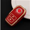Car Passion Cover Guscio Chiave TPU Lucida Compatibile Con Toyota Yaris Aygo RAV4 Avensis Auris C-HR Land Cruiser Silicone 2 Tasti Custodia Protezione Telecomando Auto Dorato (Rosso - Oro)