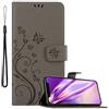 Cadorabo Custodia Libro per Apple iPhone X/XS in GRIGIO FIORE - in Design di Fiore con Chiusura Magnetica, Funzione Stand e 3 Vani di Carte - Portafoglio Cover Case Wallet Book Etui Protezione
