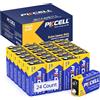 PKCELL Batterie 9V 6F22 PKCELL, Pila 9V a Lunga Durata per Rilevatori di Fumo, Sensori di Allarme Antifurto, Batteria Quadrata per Irrigatore Giardino, Confezione da 24
