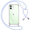 Pnakqil Cover per iPhone 12 Mini con Cordino, Trasparente Custodia con Laccio Tracolla Cellulare Girocollo Collana Protettiva per iPhone 12 Mini 5.4, Viola