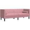 vidaXL Divano Chesterfield con Rinforzi a 3 Posti Rosa in Velluto, Divano a 3 posti, Divano, Divano da Salotto, divani a 3 posti, Divano Imbottito