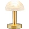 meineWunschleuchte Lampada da tavolo in ottone con paralume in vetro, colore bianco, funzione touch, altezza 21 cm