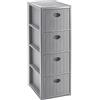 cosedacasa Cassettiera Slim salvaspazio 4 cassetti Mobile Stretto per Bagno Cucina Ufficio portaoggetti in plastica -Grigio