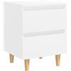 vidaXL Comodino con Gambe in Pino Massello Bianco 40x35x50 cm