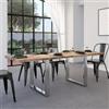 DEGHI Tavolo allungabile 140-220x90 cm piano in legno di mango 26 mm e gambe a U 5x5 in metallo cromo - Freia Mango
