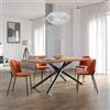 DEGHI Tavolo da pranzo 200x100 cm top effetto rovere gold 38 mm e gambe incrociate in metallo nero - Arkeo